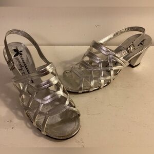 Vintage Nanette Imperials Silver Strappy Heels